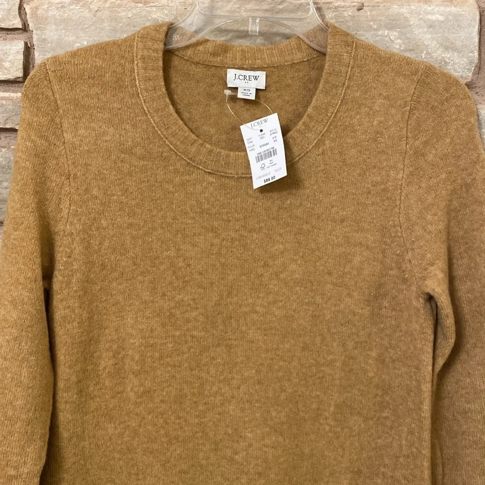 J. Crew NWT Mockneck Sweater-Dress In Extra-Soft Yarn Heather Camel Size XS New
